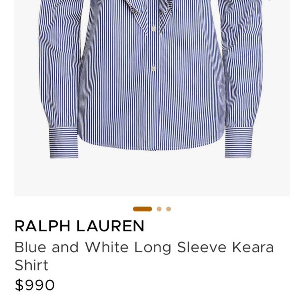 RALPH LAUREN
Blue and White Long Sleeve Keara Shirt NEW - Picture 14 of 14